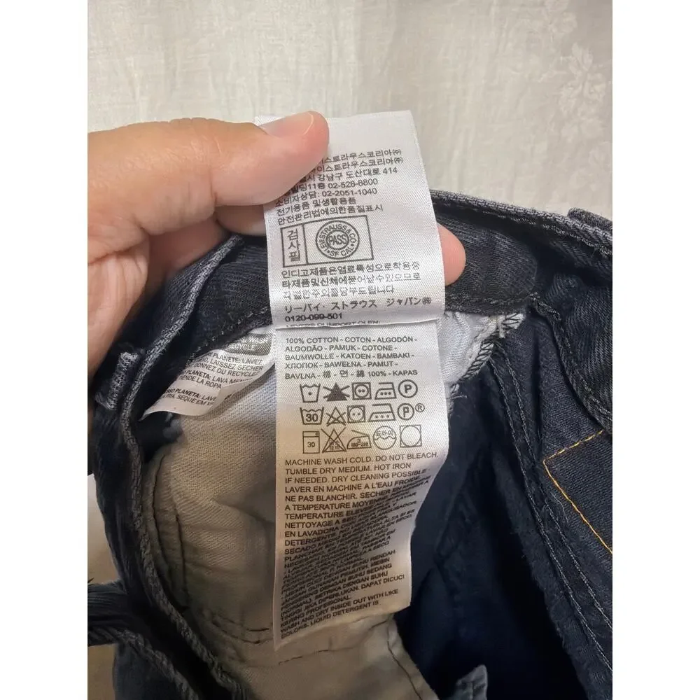 Levis 501 Jeans 30x30 Black Denim Original Fit Button Fly Straight Leg Mid Rise